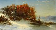 Regis-Francois Gignoux First Snow Along the Hudson River Sweden oil painting artist